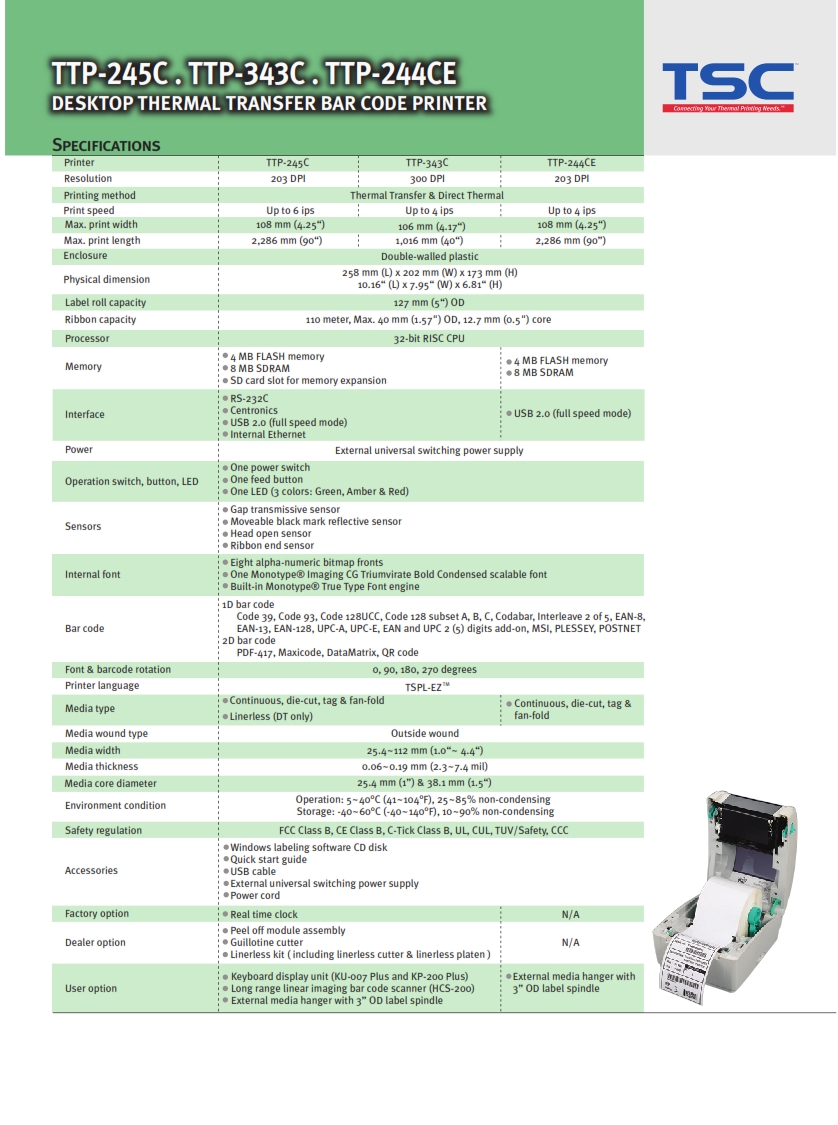 IMPRESORA DE ETIQUETAS TSC TTP245C TT.TD 002