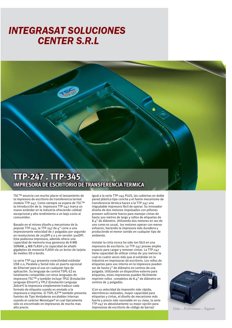 IMPRESORA DE ETIQUETAS TSC TTP 247 PLUS TTTD 001