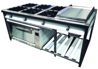 Cocina industrial isla a gas con horno y plancha Frionox - CI6-PH